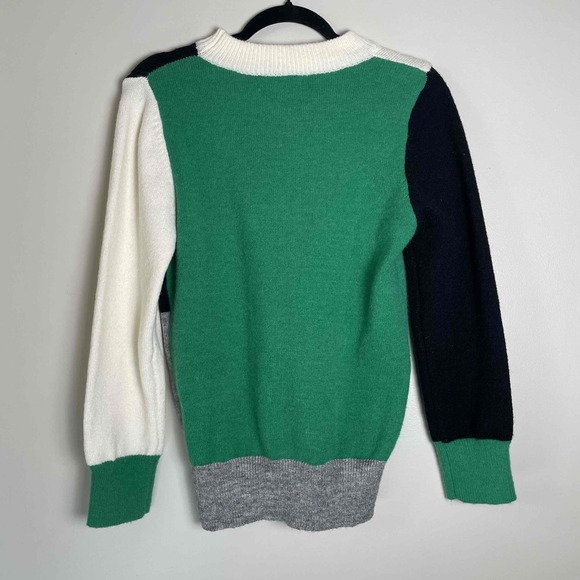 Vine & Love Womens Color Block Long Sleeve Crewneck Green Black Sweater Small - Picture 5 of 8